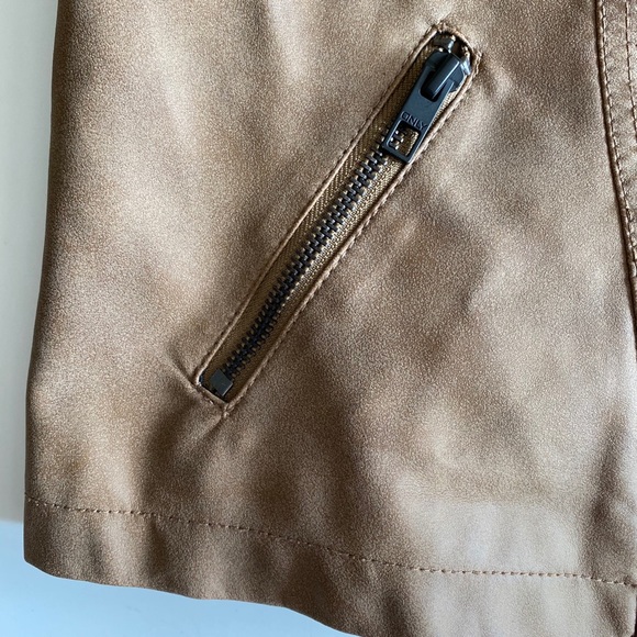 Brown Vegan Leather Moto Fall Jacket - Picture 8 of 14